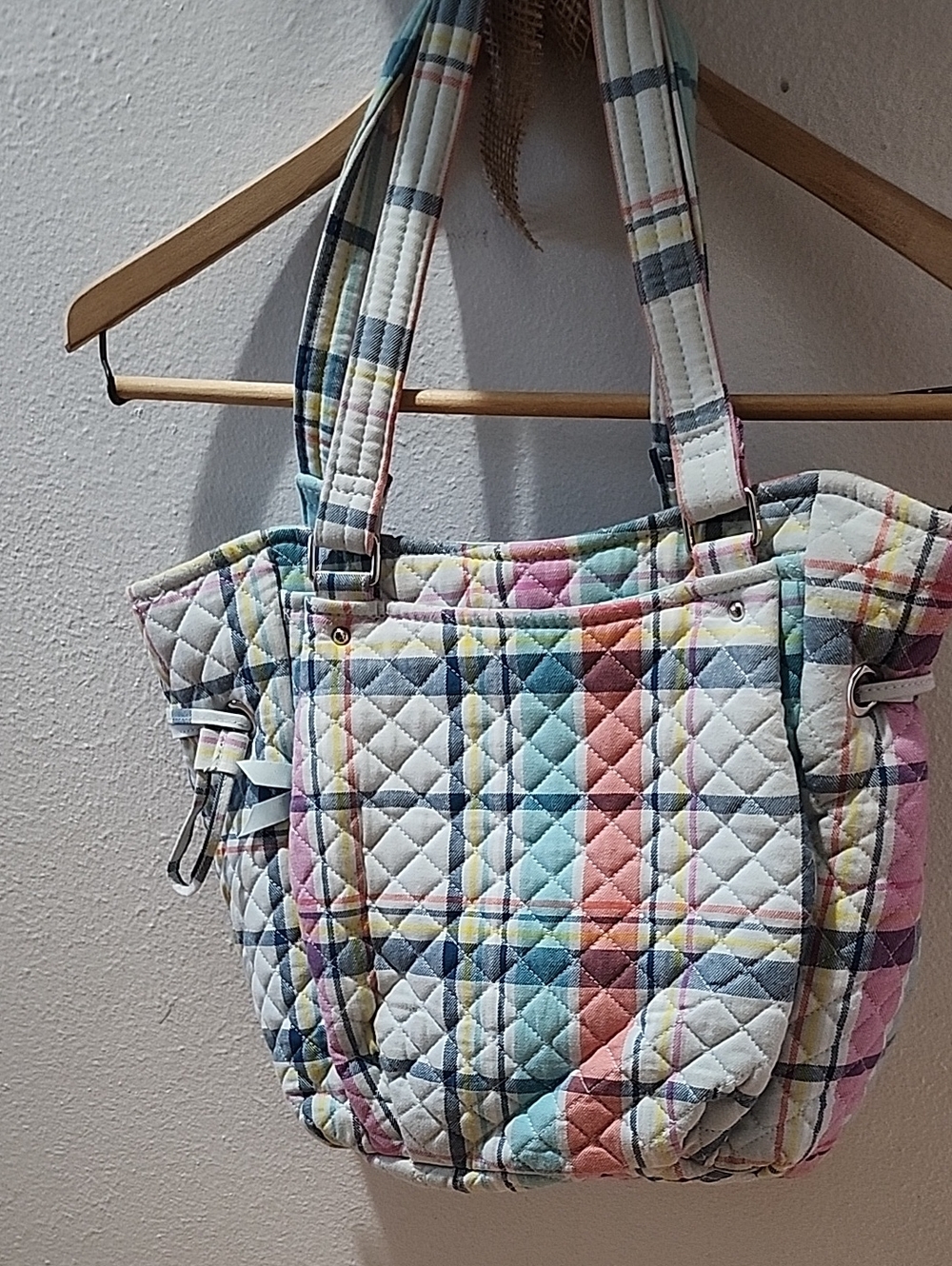 Vera Bradley Quilted Plaid Tote in Pastel Multi